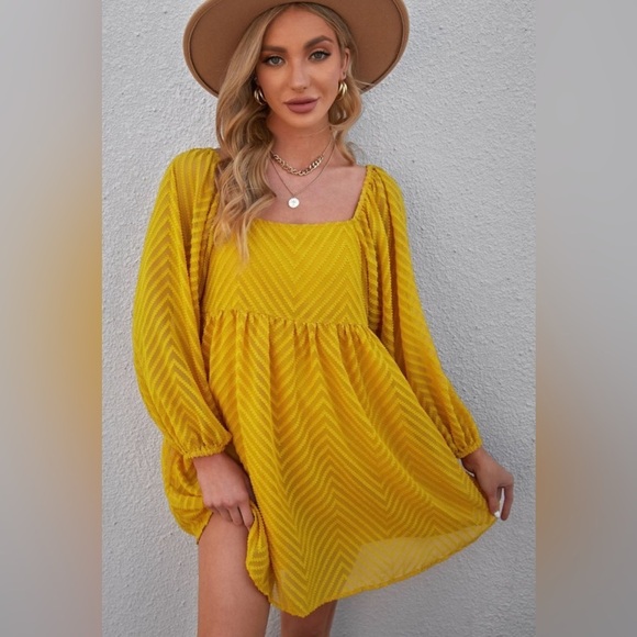 Whispering Willow Mini Balloon Sleeve Dress - Picture 2 of 2